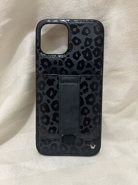 WalliBlack Leopard Print Phone Case with card holder and loop. iPhone 14 Plus.